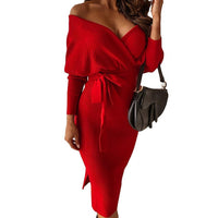 Schulterfreies Damenkleid mit Bindetaille – Elena