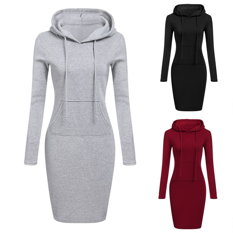 Damen-Sweatshirt-Kleid mit Kapuze & bequemer Passform – Nora