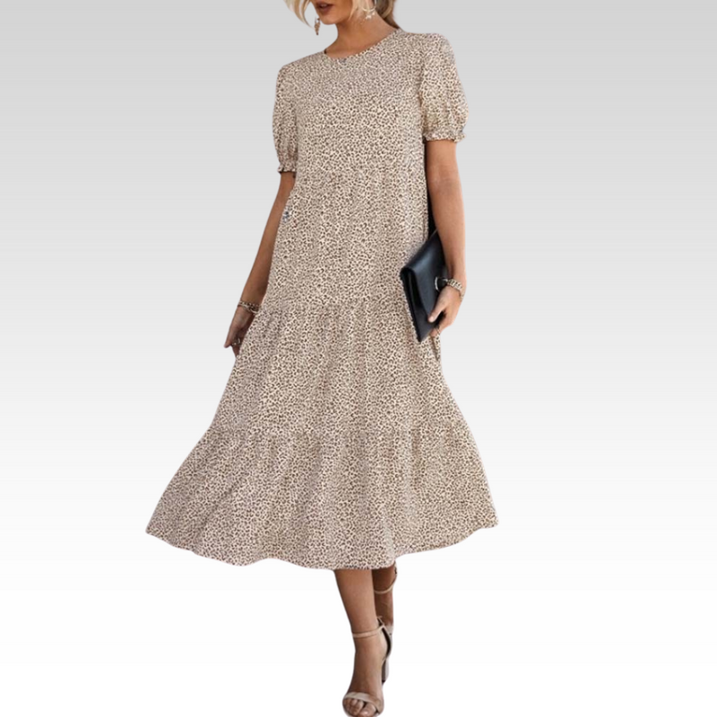 Damen Kleid A-Linie Elegant Midi Puffärmel – Meresia