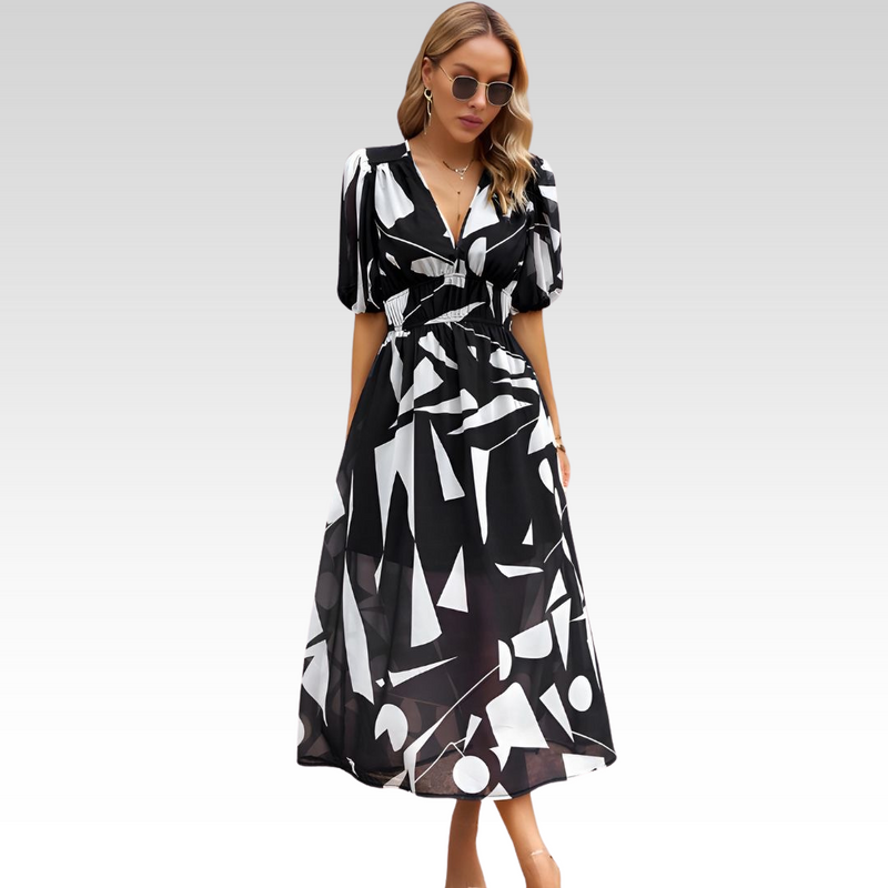 Vintage Midi Kleid Elegant Zeitlos mit Taillenschnitt – Noriva