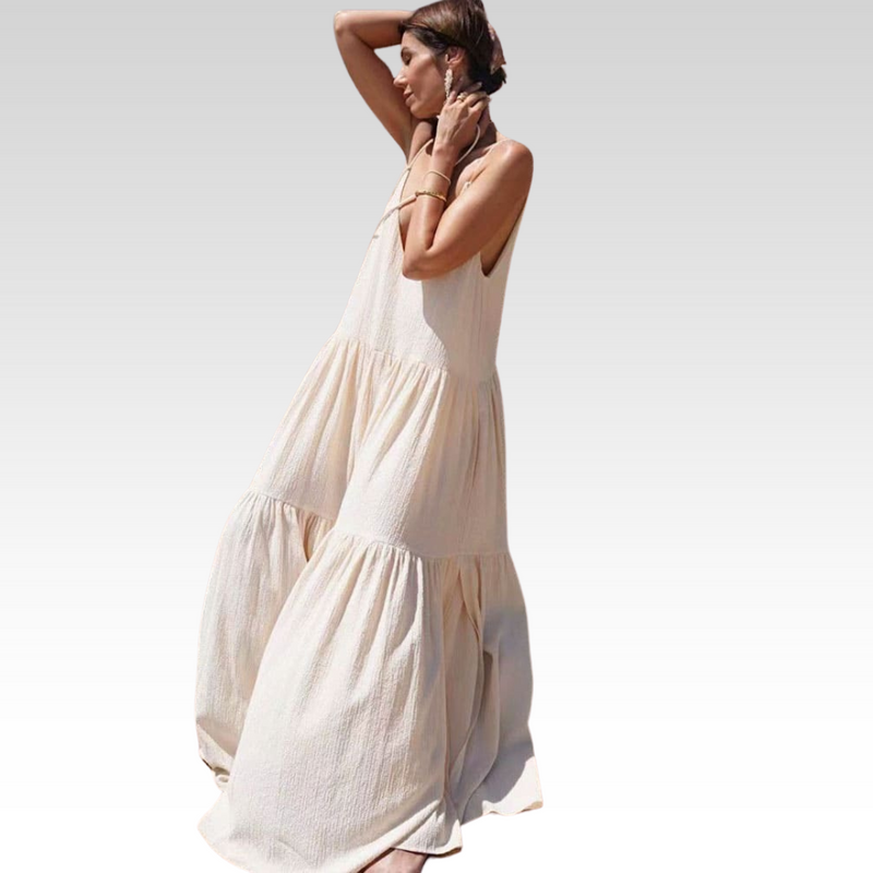 Maxi Sommerkleid Plissee Asymmetrisch Strandlook – Soraya
