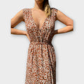 Boho Maxikleid Damen Blumen Sommer Elegant V-Ausschnitt – Floranisa