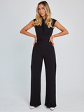 Jumpsuit Elegant Weiß Schwarz Business Style – Sofia