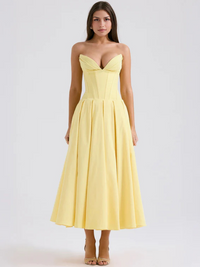 Corsagen Kleid Trägerlos Midirock Elegant – Camille