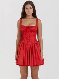 Korsett Kleid Romantisch Rot Blau Elegant – Amira