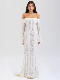 Spitzen Maxikleid Off Shoulder Elegant – Amira