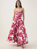 Blumen Maxikleid Trägerlos Schlitz Elegant – Elodie