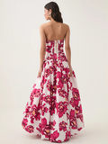 Blumen Maxikleid Trägerlos Schlitz Elegant – Elodie