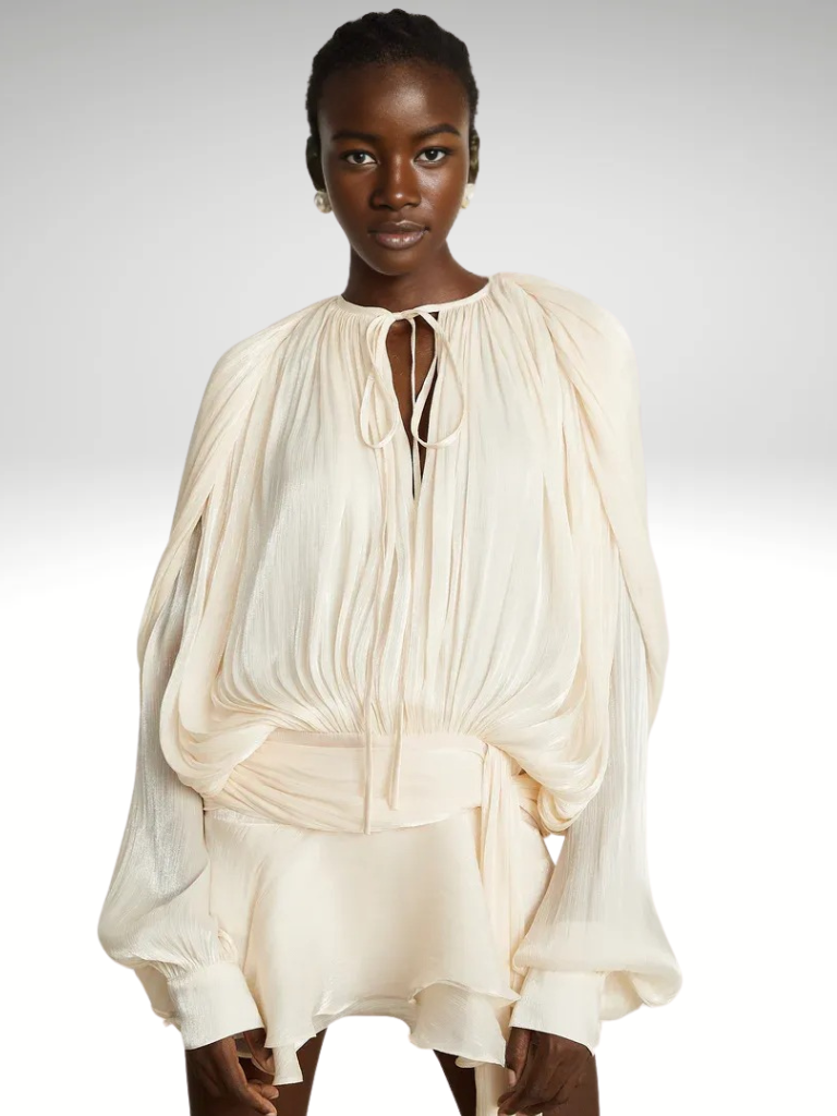 Drapiertes Minikleid mit Glanzstoff und Stil – Inès