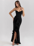 Elegantes Maxikleid mit Schlitz und Spitze – Amelie