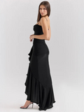 Elegantes Maxikleid mit Schlitz und Spitze – Amelie