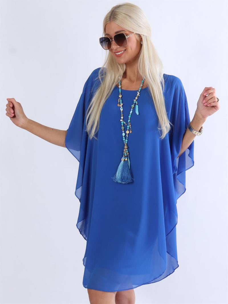 Bequemer Tunika-Kleid mit Rundhals und elastischem Saum – Stefanie
