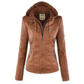 Stylische Damen Lederjacke mit Kapuze – Aurora