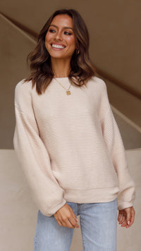 Beige Strickpullover für Damen - Isabella