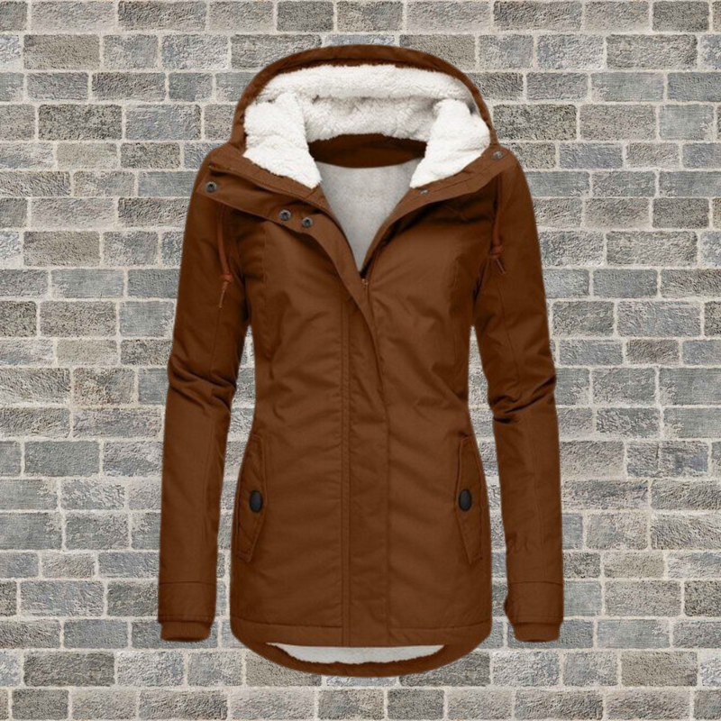 Plissierter Wintermantel aus Wolle mit Kapuze – Eugenia