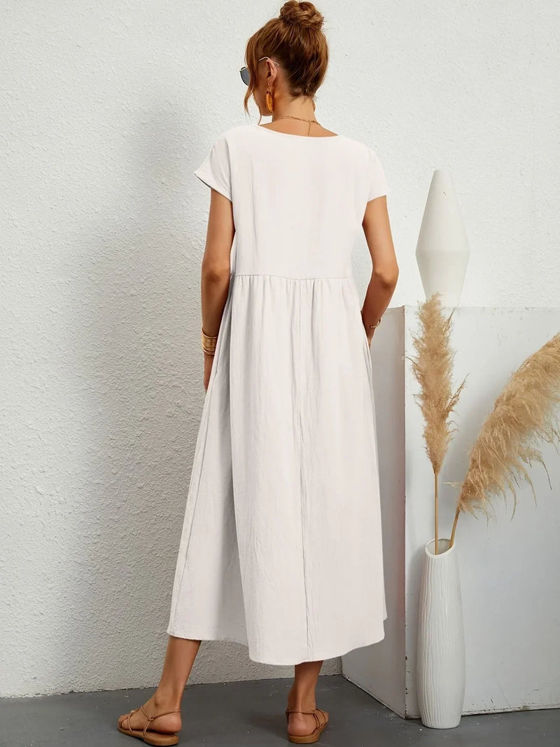 Lässiges Kleid mit O-Ausschnitt für Damen – Isabell