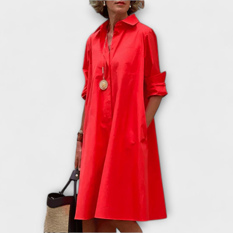 Hemdblusenkleid Damen Elegant Alltag Büro – Lena