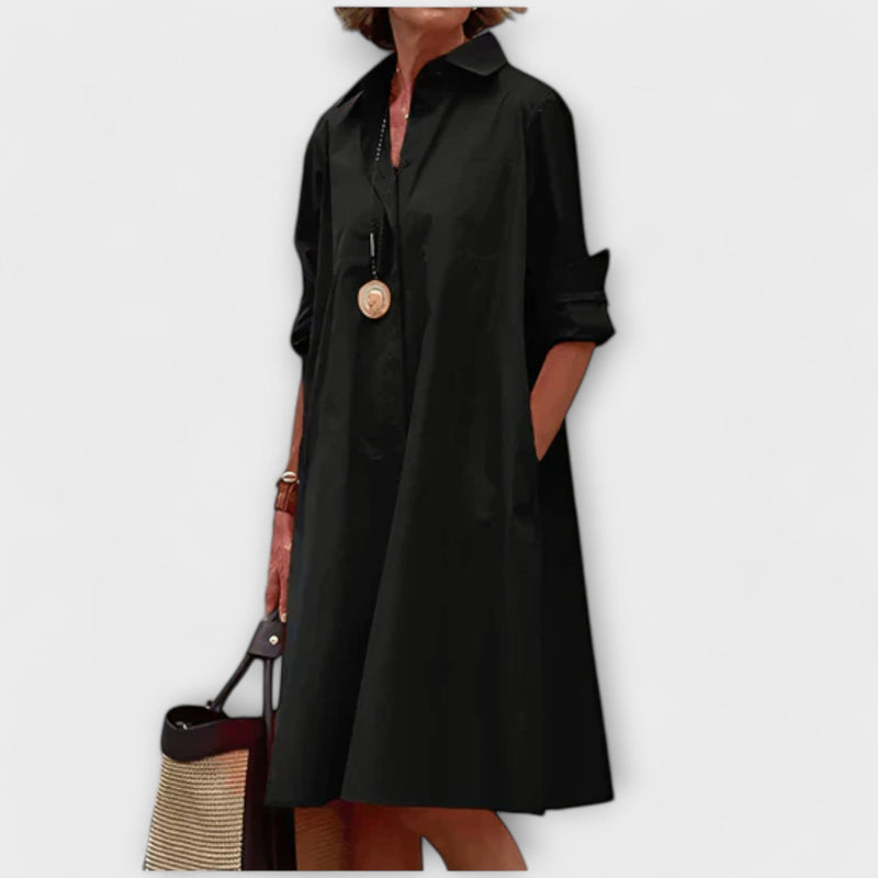 Hemdblusenkleid Damen Elegant Alltag Büro – Lena