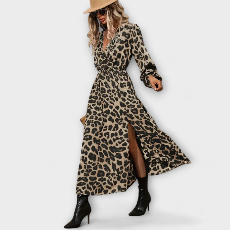 Leopardenkleid Damen Frühling Elegant Leicht – Natalie