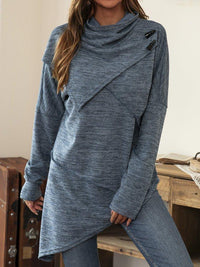Asymmetrisches Damen-Shirt mit Wasserfallkragen – Liora