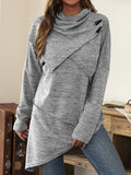 Asymmetrisches Damen-Shirt mit Wasserfallkragen – Liora