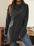 Asymmetrisches Damen-Shirt mit Wasserfallkragen – Liora