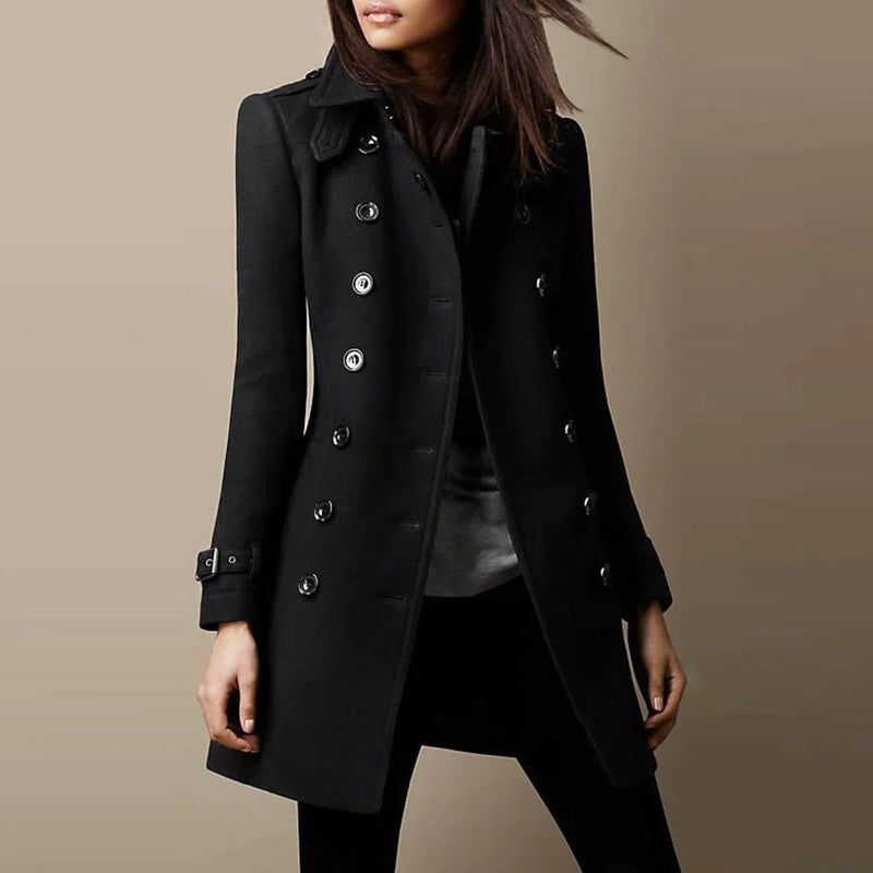 Damen Wintermantel Doppelreiher Elegant Lang – Verona