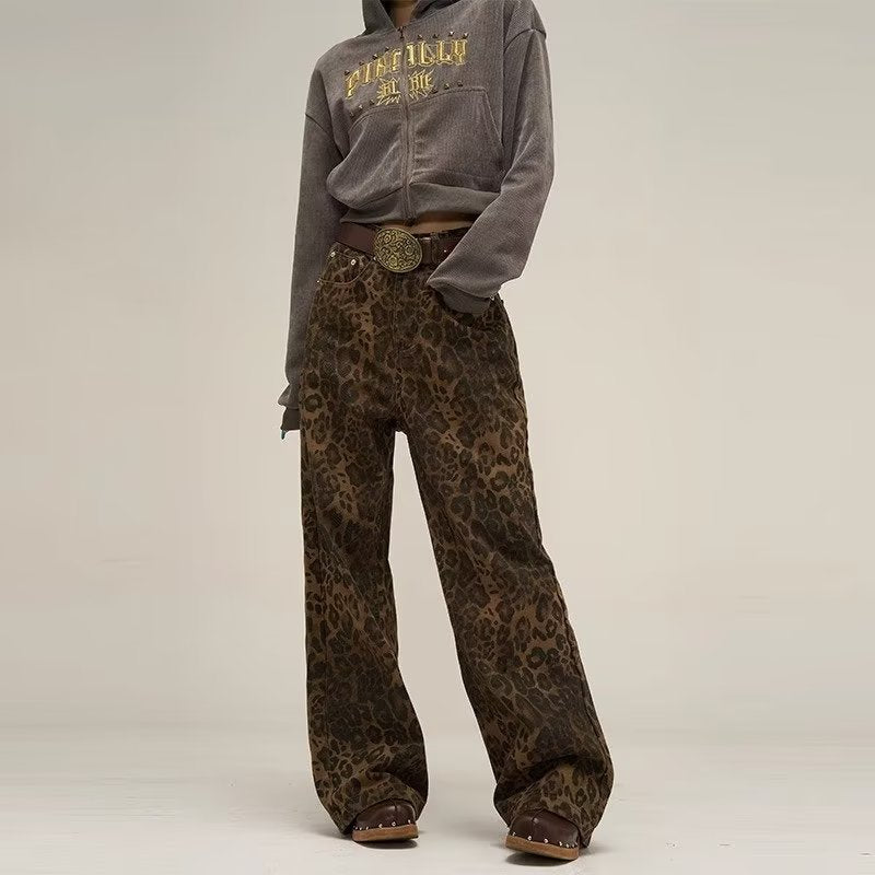 Damen-Jeans mit Leopardenmuster & bequemer Passform – Amira