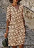 V-Ausschnitt Sommerkleid mit Muster und 3/4-Ärmeln – Carina
