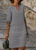 V-Ausschnitt Sommerkleid mit Muster und 3/4-Ärmeln – Carina