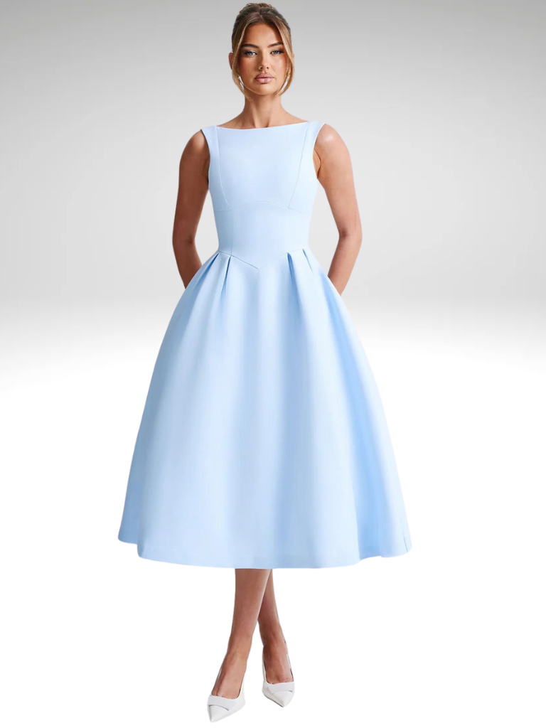 Elegantes Midikleid mit A-Linie und Taille – Clara