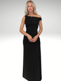 ELEGANT POISE Asymmetrisches Maxikleid mit Schlitz und Raffung – Nora