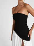 Asymmetrisches Abendkleid mit Schlitz und Choker – Elodie