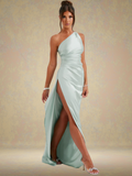 Satin Maxikleid One Shoulder Elegant – Amira