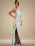 Satin Maxikleid One Shoulder Elegant – Amira