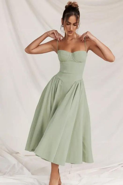 Elegantes Midikleid mit Korsett-Passform für jeden Anlass – Enrica