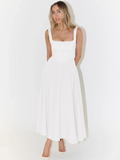 Elegantes Midikleid mit eckigem Ausschnitt – Victoria
