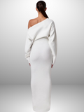 Strick Maxikleid Off Shoulder Elegant Stil – Amira