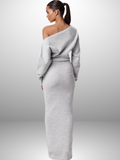 Strick Maxikleid Off Shoulder Elegant Stil – Amira