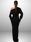 Strick Maxikleid Off Shoulder Elegant Stil – Amira