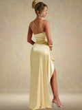 Satin Maxikleid One Shoulder Elegant – Amira