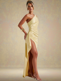 Satin Maxikleid One Shoulder Elegant – Amira
