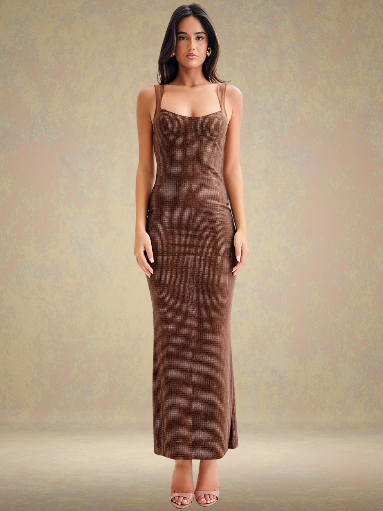 Pailletten Maxikleid Elegant Rückenfrei Glamour – Amira