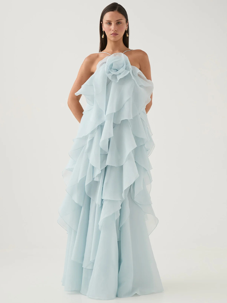 Rüschen Maxikleid Elegant Hochzeit Abendlook – Alina