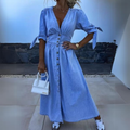 Maxi Kleid mit Schlitz V-Ausschnitt Damen – Lorina
