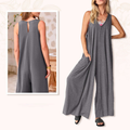 Jumpsuit Damen V-Ausschnitt Weites Bein Sommer Elegant – Elaniva