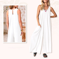 Jumpsuit Damen V-Ausschnitt Weites Bein Sommer Elegant – Elaniva