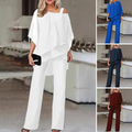 Zweiteiliges Damen Outfit schulterfrei aus Chiffon – Elenya