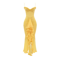 Midi Kleid Gelb Raffung Sommer Elegant – Sophie