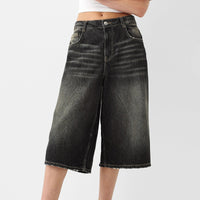 Knie-Jeansshorts Damen Stretch Bequeme Passform – Jonas